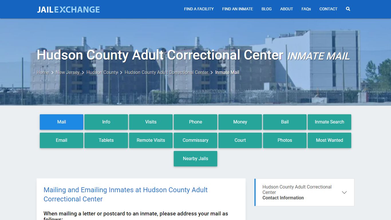 Inmate Mail - Hudson County Adult Correctional Center, NJ - Jail Exchange