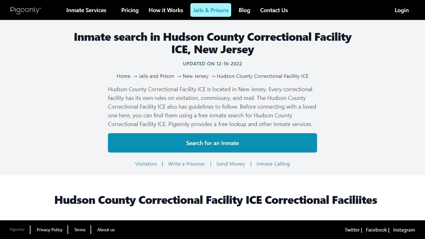 Inmate Search Hudson County Correctional Facility ICE, New Jersey ...